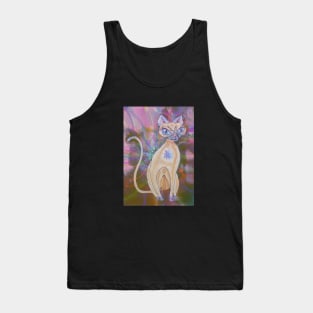 Psychedelic Cat Cartoon Tank Top